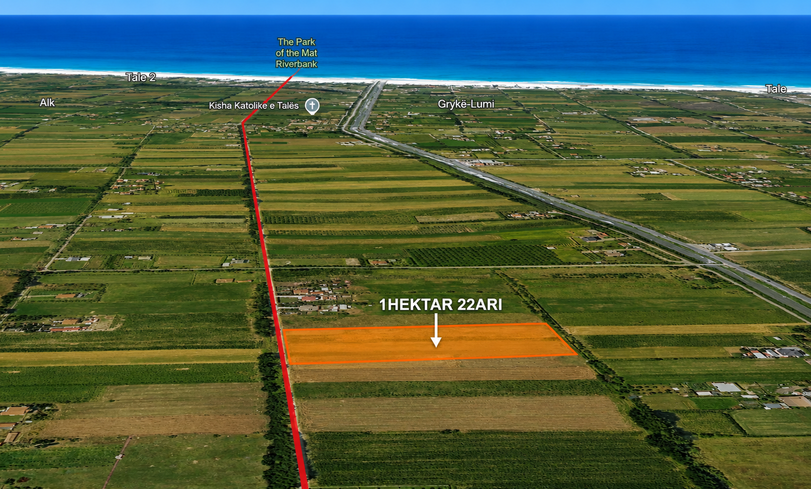 Shitet parcelë 1 hektar e 22 ari në Tale — Tale, Lezhë